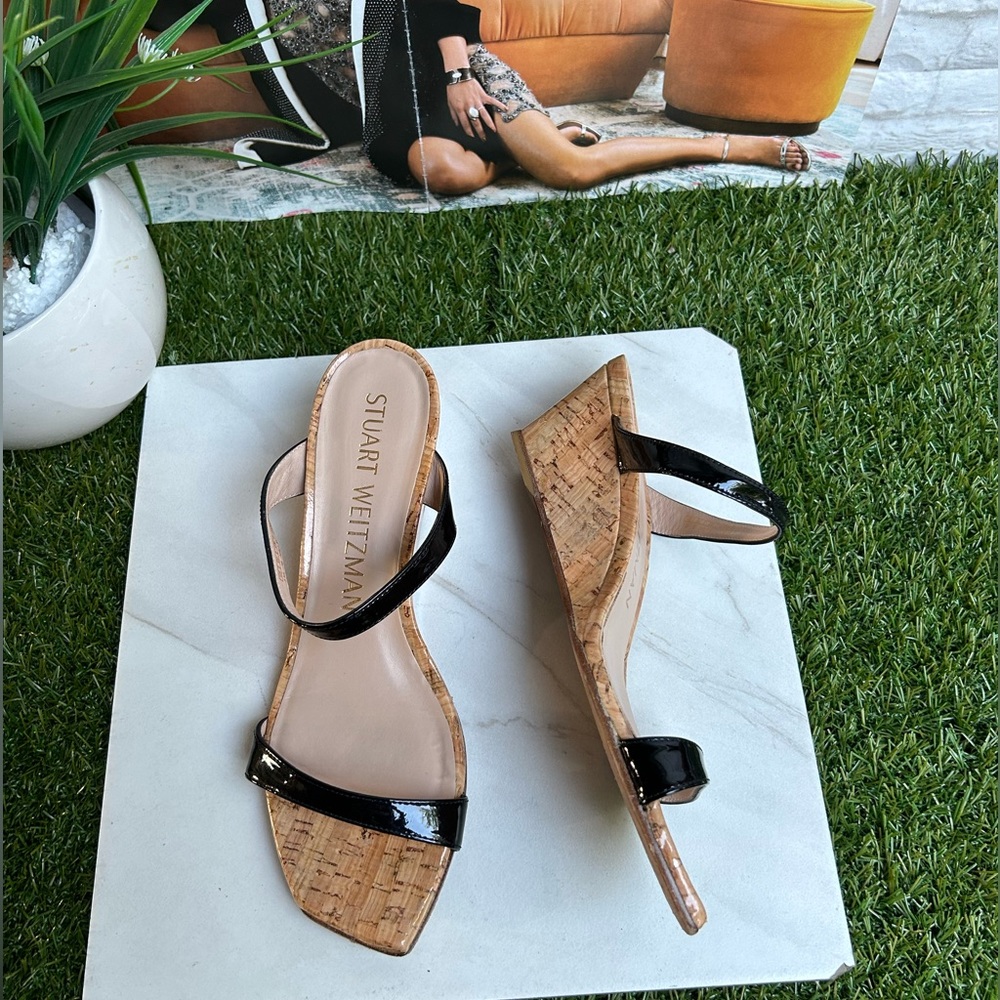 Stuart Weitzman Aleena Square Toe Wedge Slide San… - image 4